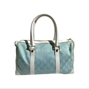 Gucci 2001 SS GG Canvas Baby Blue Hand Bag